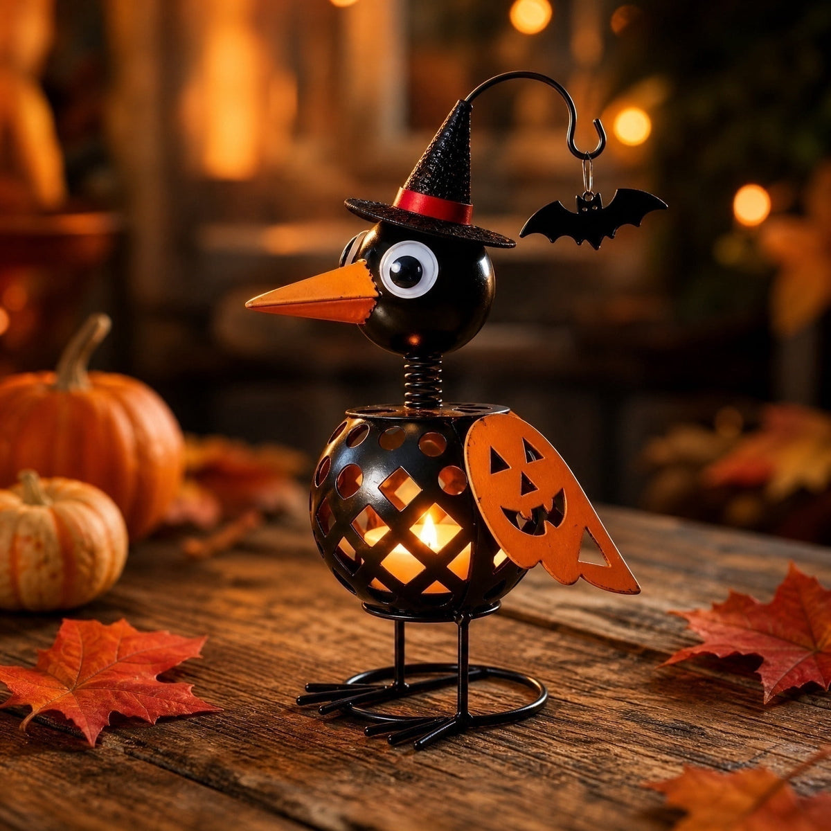 Halloween Decorations Outdoor, Lighted Hanging Ghost Decor with Witch Hat & Broom, LED Flying Ghost Decoration for Porch, Yard, Tree, Patio, Haunted House & Indoor Party 43.3in