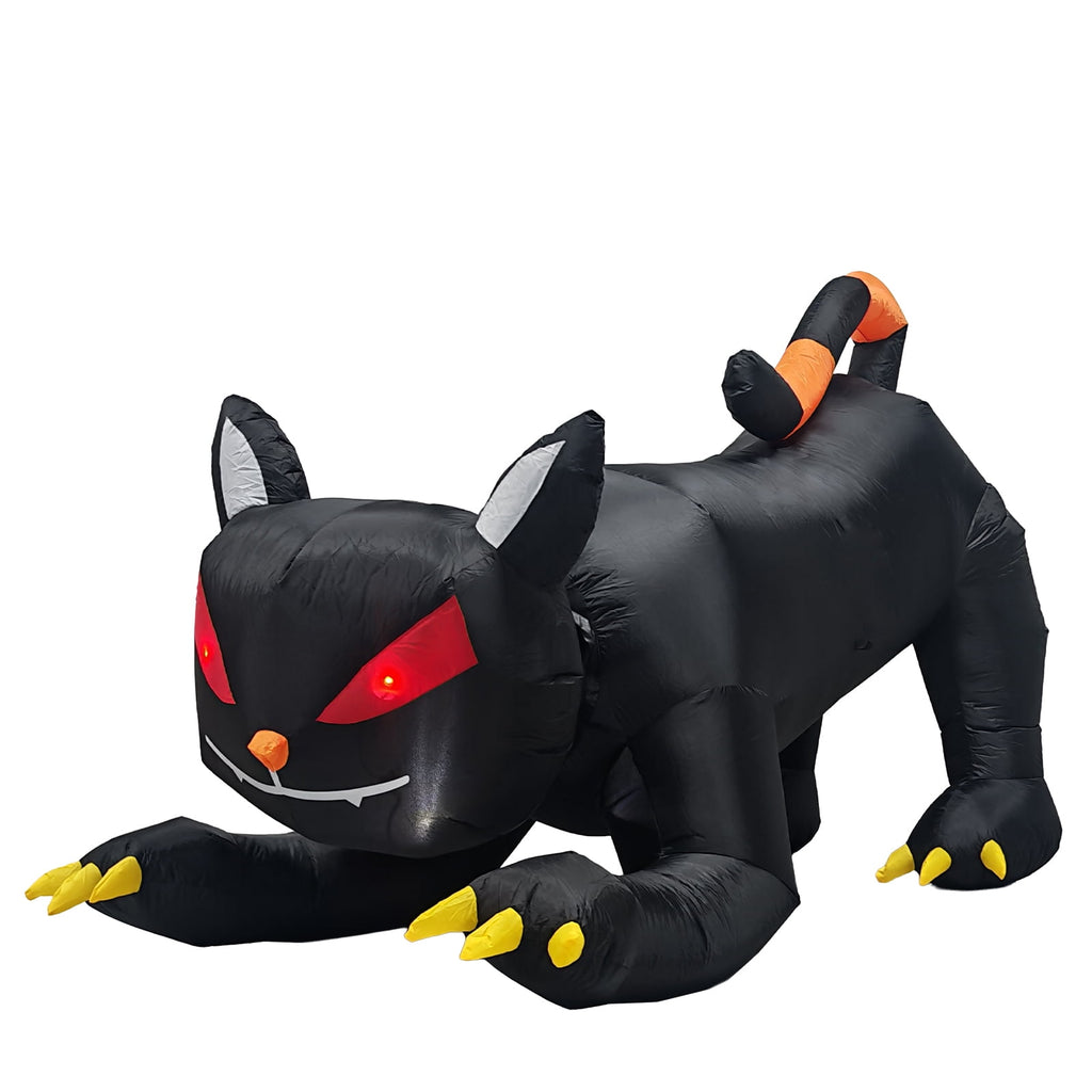 6.5ft Animated Halloween Inflatable Black Cat with Moving Head and LED Lights for Yard Decor