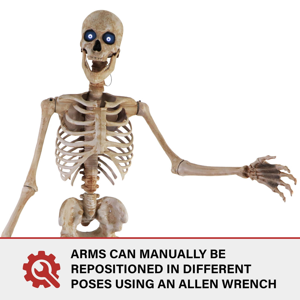 Haunted Hill Farm 8.0-Ft. Tall Motion-Activated Towering Skeleton, Premium Talking Halloween Animatronic, Plug-In