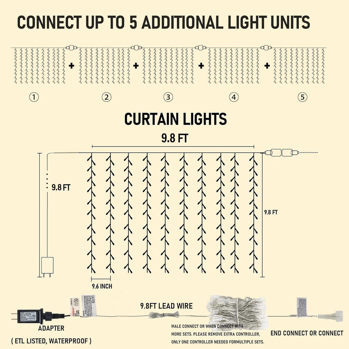 General Smart Curtain Lights, 400LED 6.6FT x 6.6FT Color Changing Valentine's Day Christmas Lights with Remote & APP, Dynamic DIY Fairy String Lights for Indoor Outdoor Bedroom Decorations