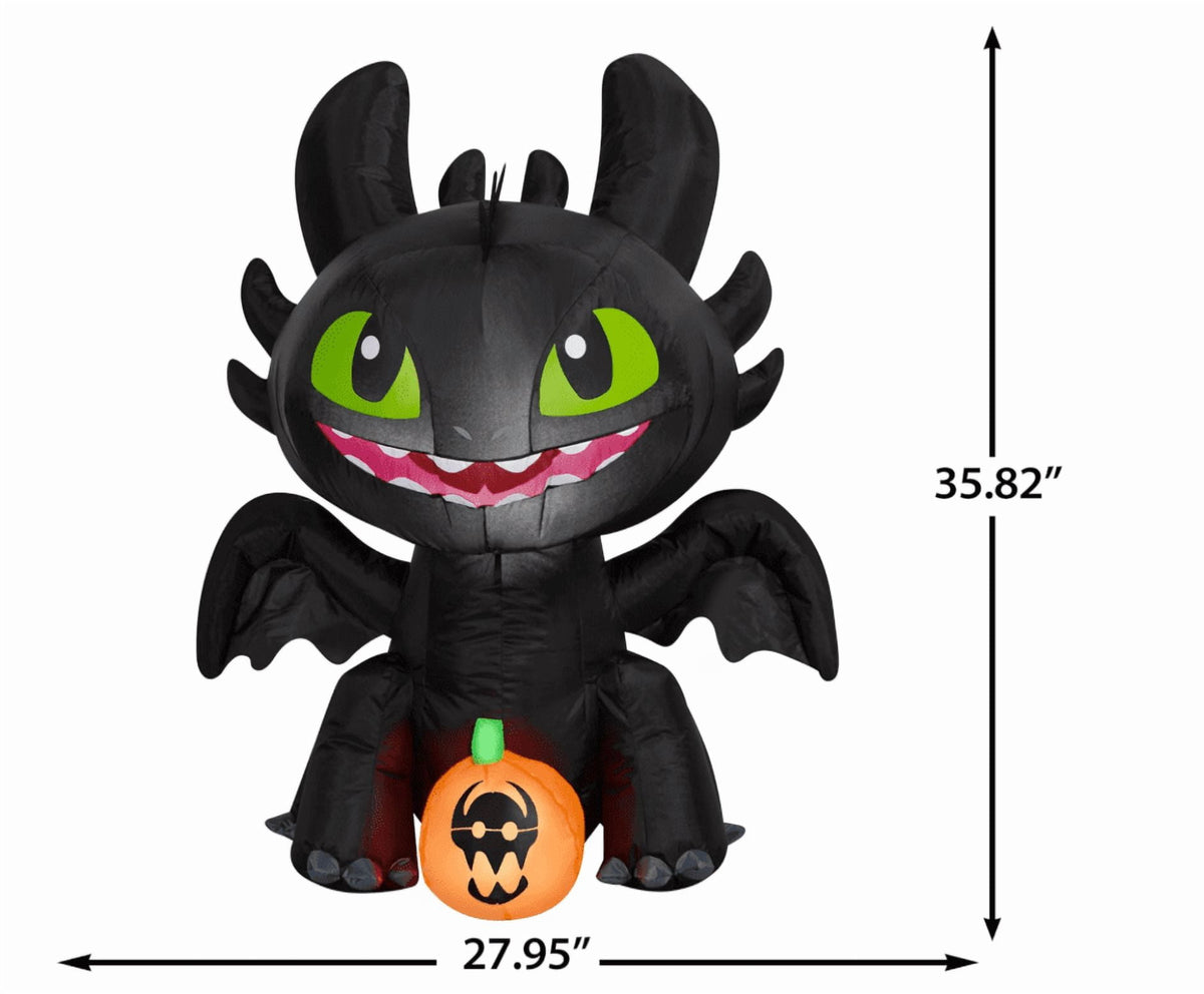 3 ft Airblown-Stylized Toothless with Jack-O-Lantern Halloween Inflatable