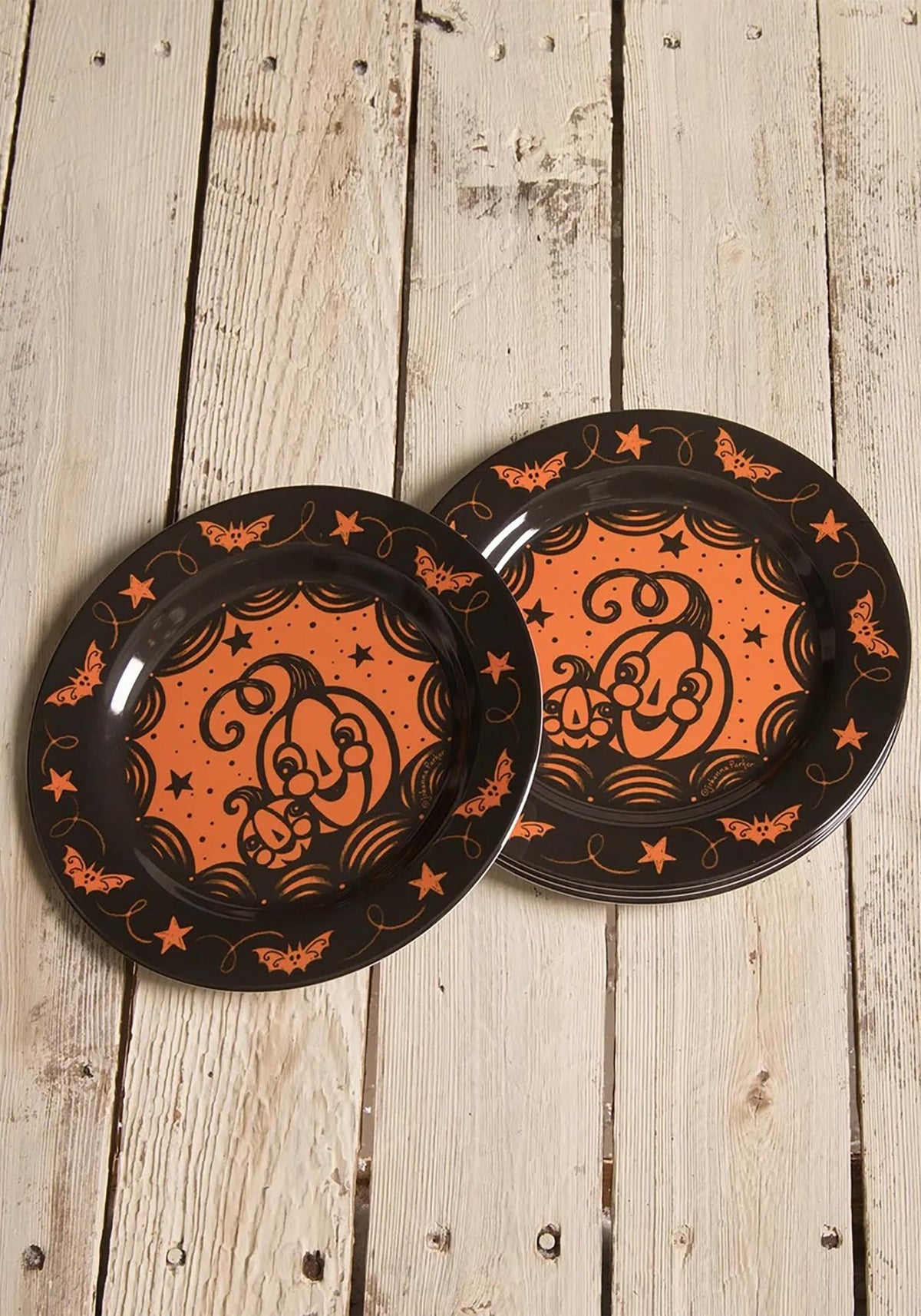 Bethany Lowe Johanna Parker Halloween Pumpkins Plates, Set of 4