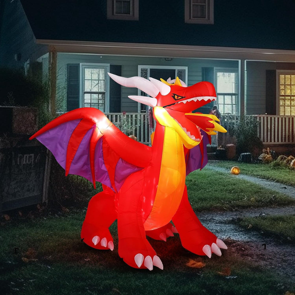 JOYMOR 6FT Tall Halloween Inflatables Outdoor Decorations, Blow Up Scary Fire-Breathing Dragon Halloween Yard Decorations, Built-in LED Lights Décor for Indoor Home Party Garden Lawn Store