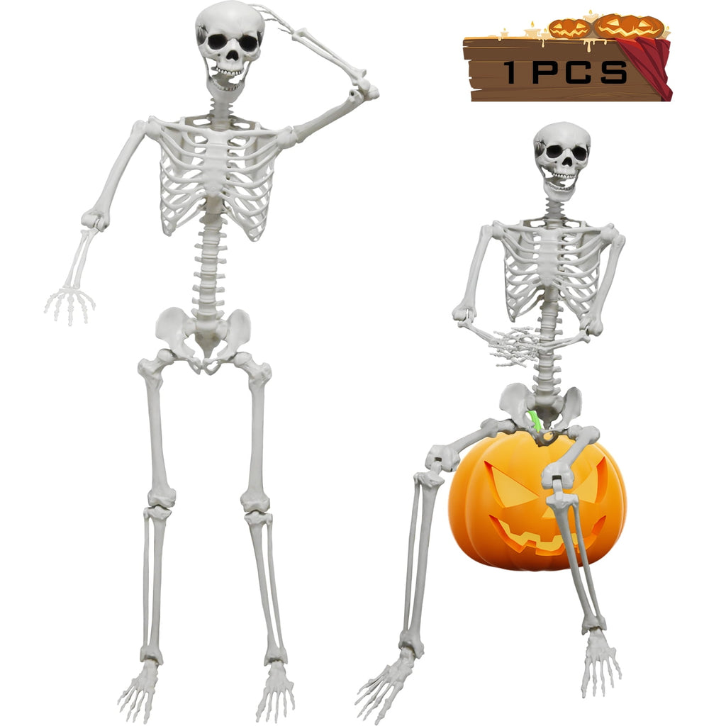 5.9FT Poseable Skeleton, Full Size Human Skeleton with Movable Joints for Halloween