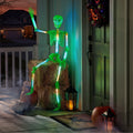 5' Pre-Lit Color Changing Poseable Skeleton, Animated Halloween Decoration with LED Color-Changing Lights