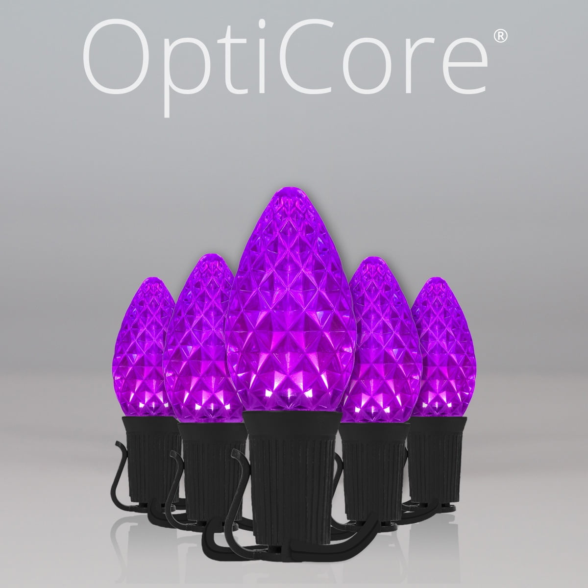 50 OptiCore LED Purple and Orange C7 String Lights with Shatterproof Bulbs for Halloween Displays Party Decoration, 50ft, Indoor Outdoor Black Wire