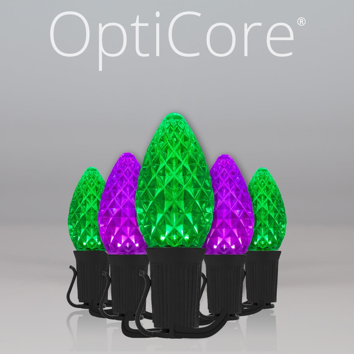 50 OptiCore LED Purple and Orange C7 String Lights with Shatterproof Bulbs for Halloween Displays Party Decoration, 50ft, Indoor Outdoor Black Wire