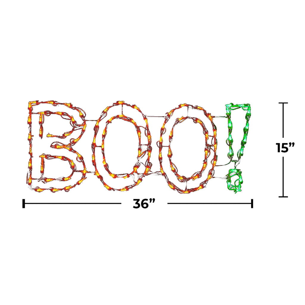 HOLIDYNAMICS LED Spooky Halloween Decoration BOO Wire Frame Orange 1 Count