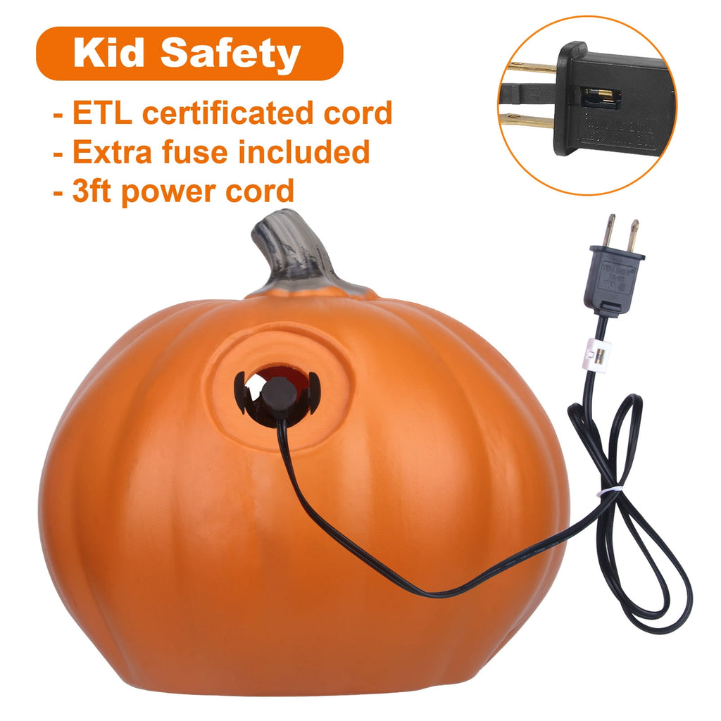 Gamexcel 21" LED Light-Up Jack O Lantern, Pre-lit Halloween Plastic Pumpkin Lights for Indoor/Outdoor Decoration - Angry Face