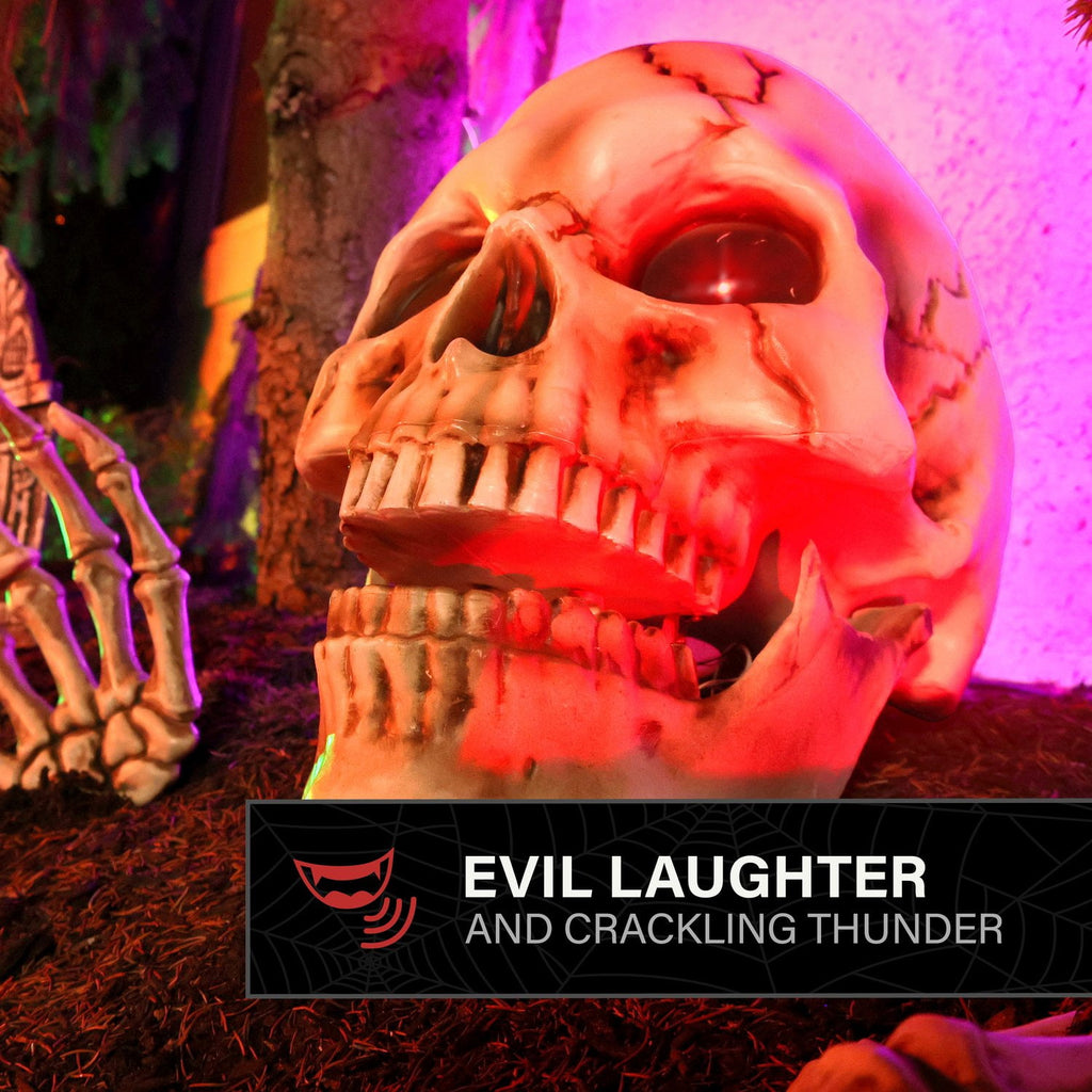 Haunted Hill Farm Halloween Decoration Giant Talking Skeleton with Hands Red 1.3-Ft.