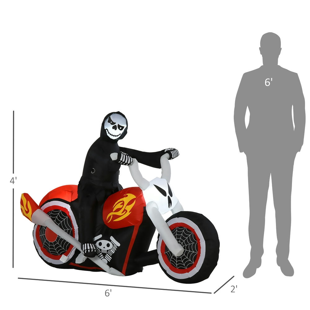 Canddidliike 7.5 FT Width Halloween Inflatables Ghost Biker, Blow Up LED Decor for Outdoor as Garden, Lawn, Party, Holiday, Waterproof Ghost Biker, Multi-color