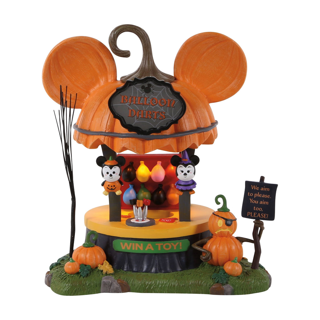Department 56 Disney Village Balloon Darts Game Halloween Lit Building Figurine, Multicolor 6.1in H