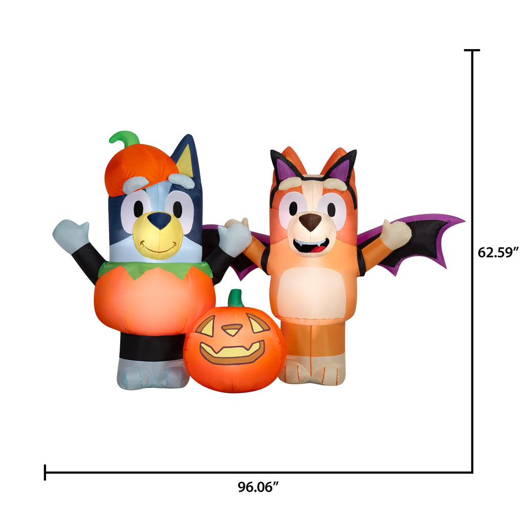 Halloween Airblown Yard Inflatables Bluey and Bingo & Pumpkin 96.06 in x 34.64 in x 62.59 in 4.63 lb