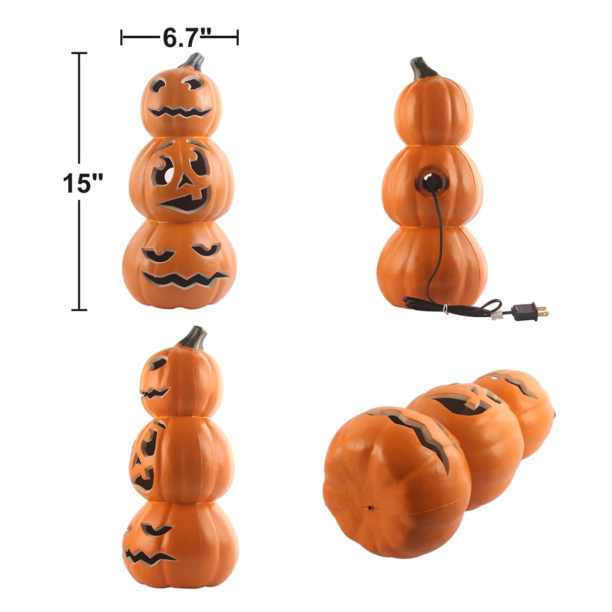 DUNCHATY LED Halloween Pumpkin Lights Set of 2, LED Pumpkin Decorations, Halloween Decor for Outdoor, Garden & Window (20"+21")