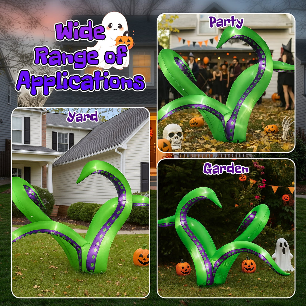 2 Pack Halloween Inflatable Octopus Tentacles Outdoor Decorations, Blow Up Hanging Decoration with Built-in LED Lights, Striking Window Decor for Halloween Party Outdoor Yard Garden Lawn Décor
