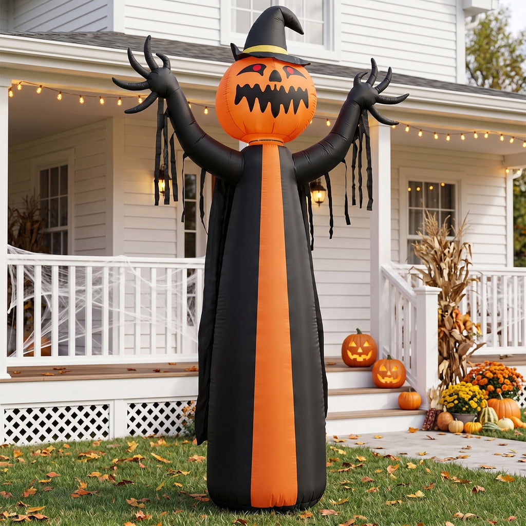 Ktaxon 10' Halloween Inflatables Pumpkin Man Outdoor Halloween Animated Decoration,w/ Rotating Head,Built-In LED