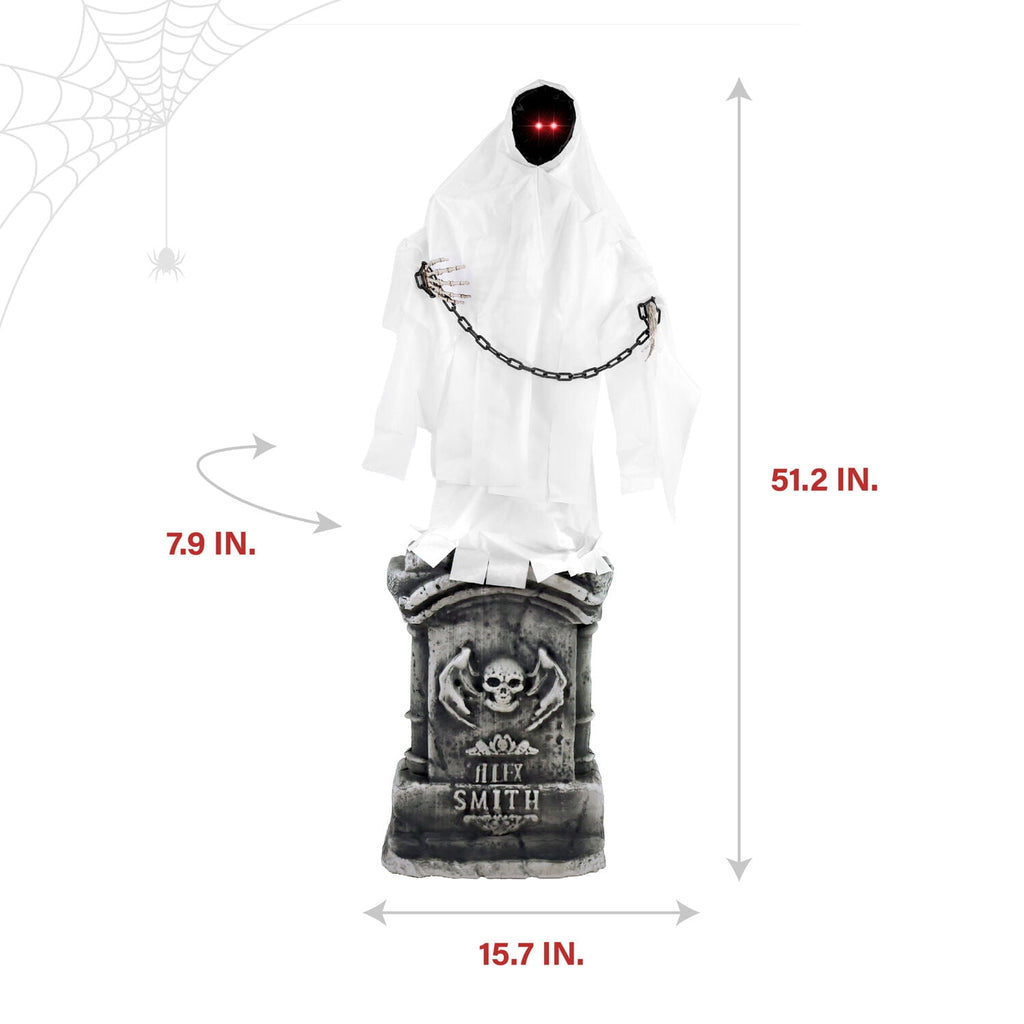 Haunted Hill Farm 4.3 ft Touch-Activated Animated Spectre on Tomb Halloween Accessory, HHRPRTOMB-1FLSA
