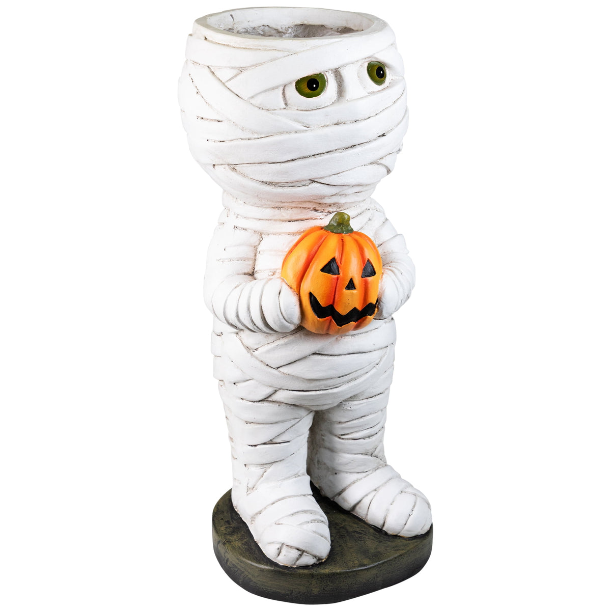 Mummy Holding Carved Pumpkin Halloween Decoration - 19.5"