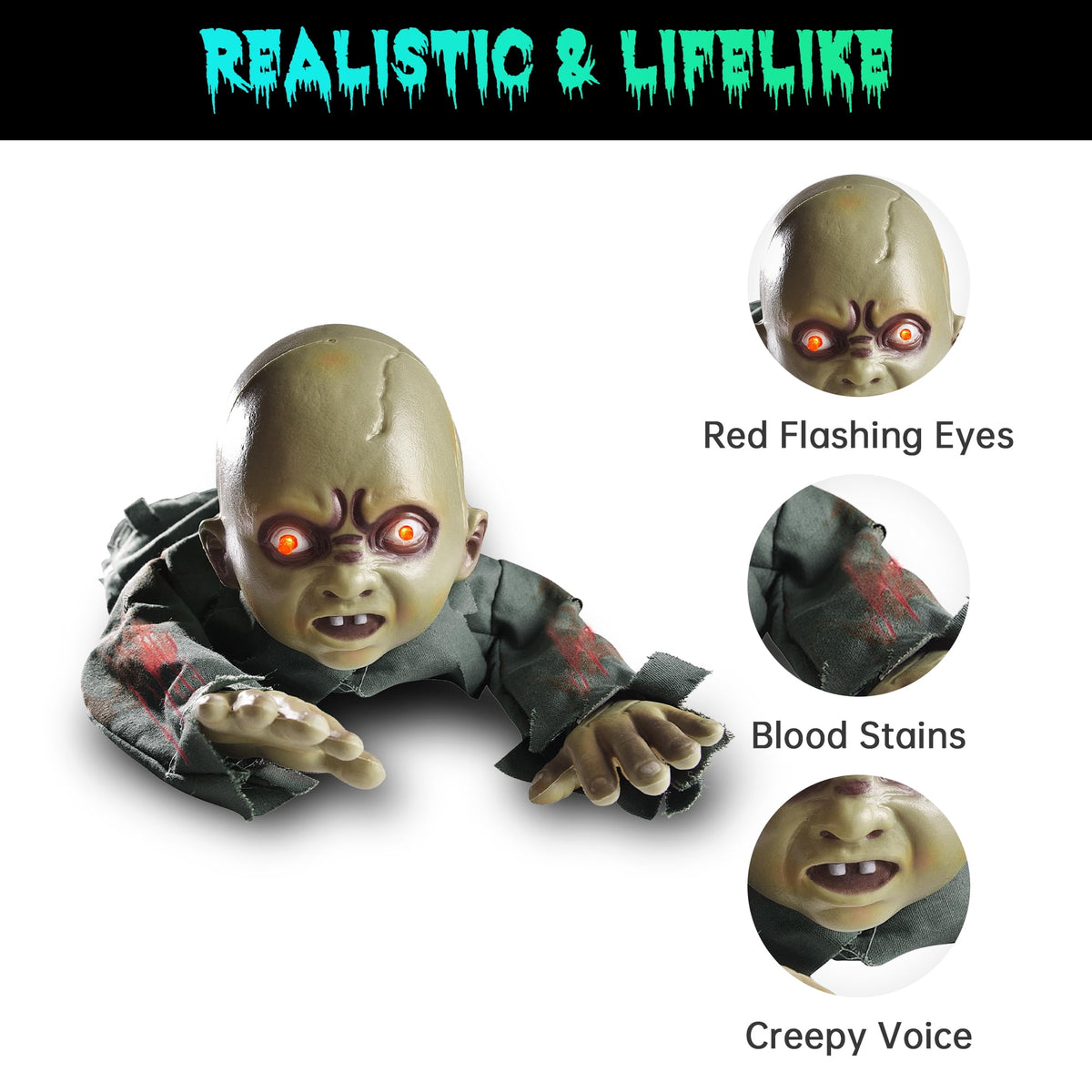Yescom 15" Animated Halloween Tombstone & Half Skeleton with 8" Crawling Baby Zombie 2026