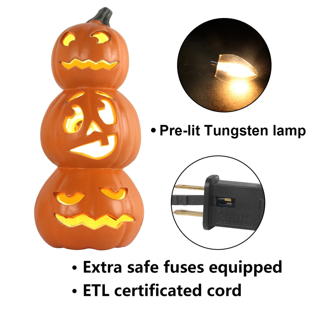4Pack LED Lighted Jack O Lantern Indoor Outdoor Halloween Large Pumpkin Lantern Decoration