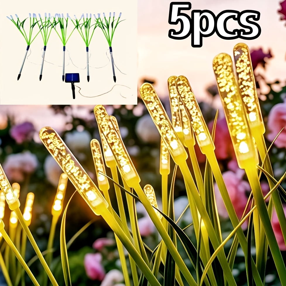 5‑15 Pack IP44 Waterproof Solar Reed Stake Lights, Outdoor LED Landscape Lighting, Yard Pathway Courtyard Decor, Holiday Ornament for Halloween, Thanksgiving, Harvest Festival