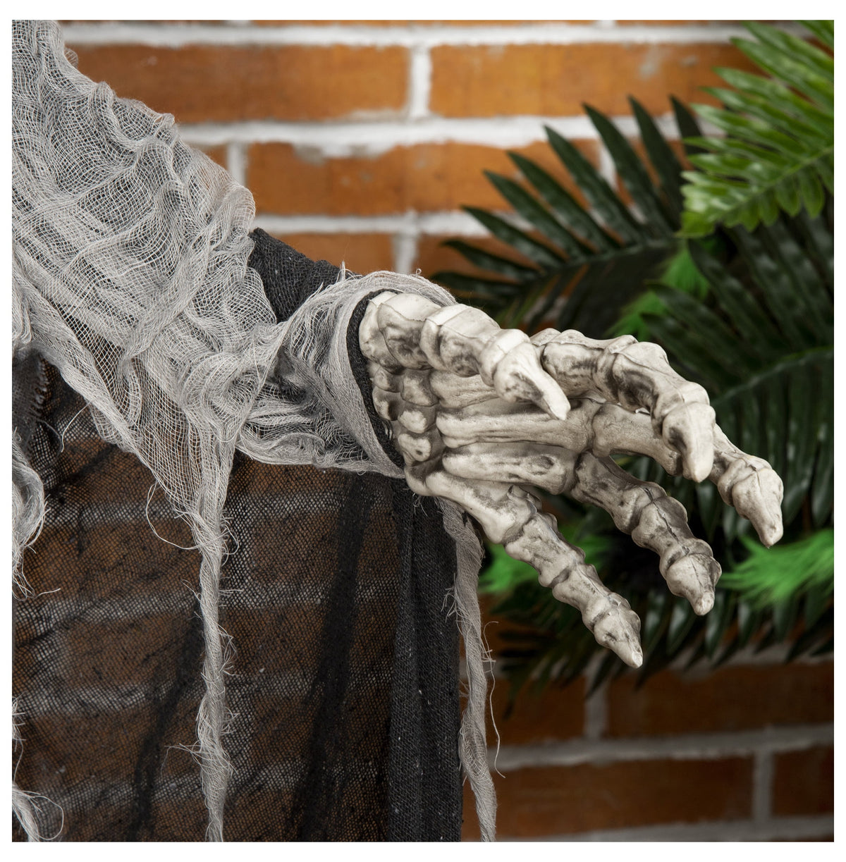 74" Halloween Skeleton Witch Prop, Animated Outdoor Decor with Sound & Motion Activation, Light Up Eyes & Chest, Howling/Chain Sounds, Life Size Animatronic Halloween Decoration