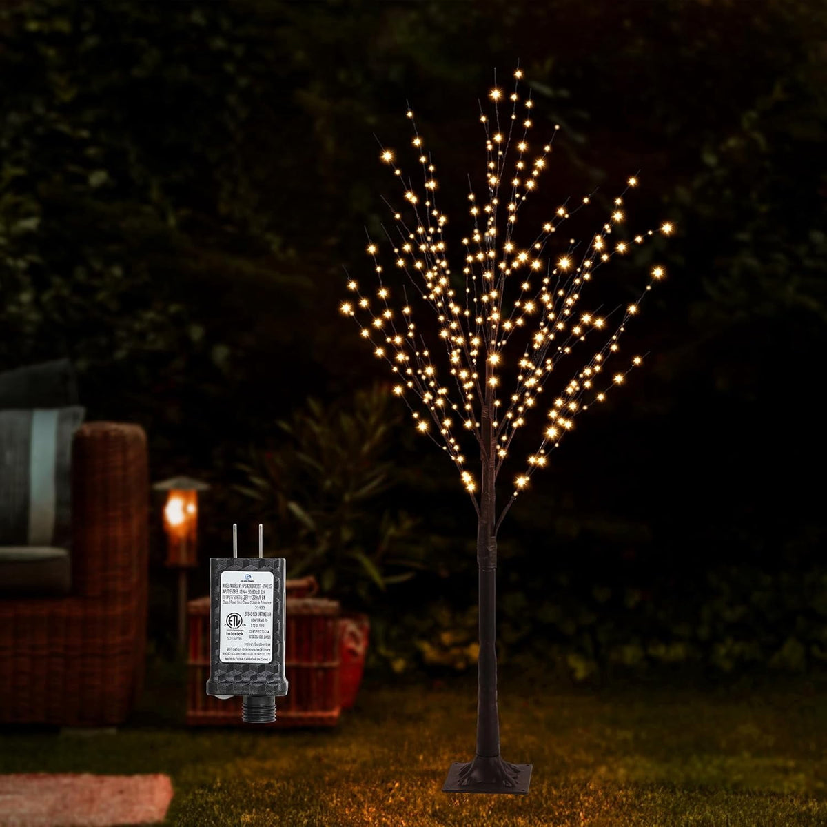 7FT Lighted Twig Tree, 600 Warm White LEDs