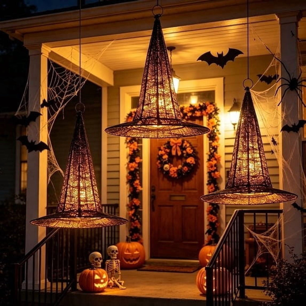 Clearance Witch Hat Halloween Light, LED Hanging Witch Hat Decoration,Battery Operated Spooky Lamp for Indoor Outdoor Party, Porch, Mantel Decor