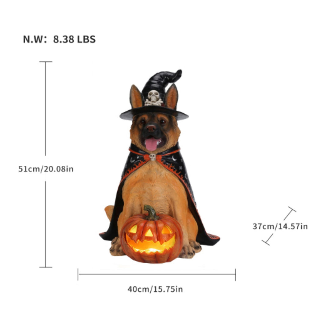 SpookHaven Halloween Jack‑O‑Lantern Pumpkin Mist Sprayer Figurine, LED Light‑Up Fogger with Witch Hat & Skull Decoration, Spooky Ornament for Tabletop Entryway Halloween Party Home Decor
