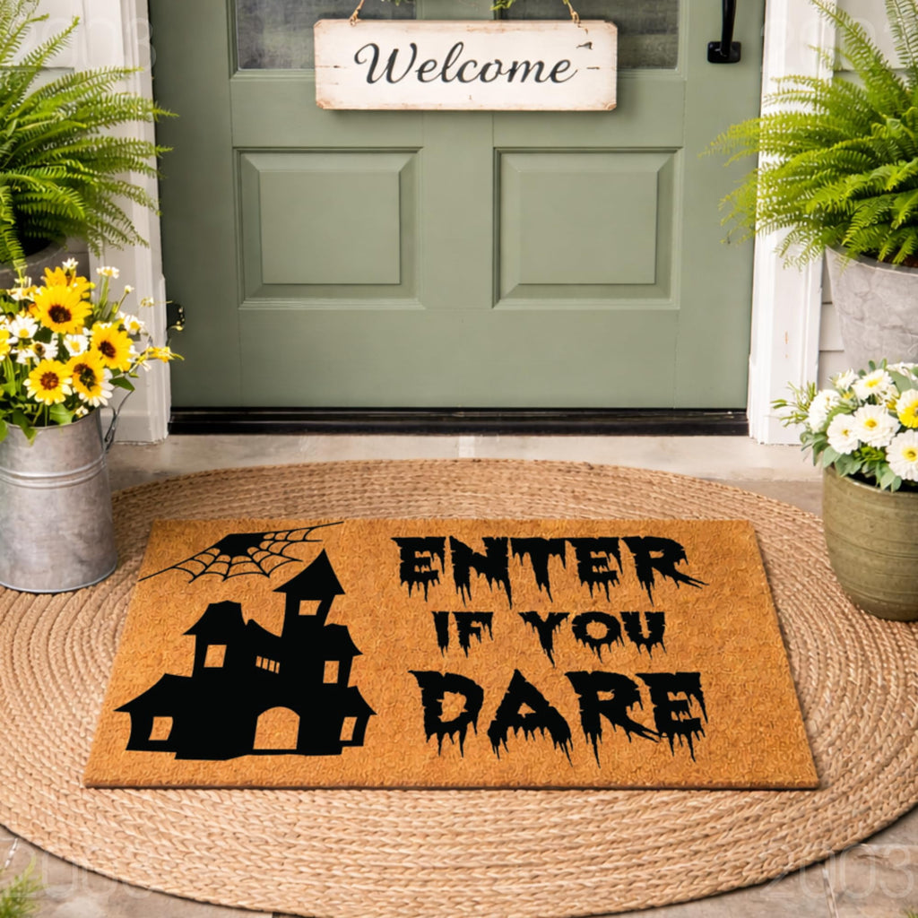 Enter If You Dare Halloween Doormat | Funny Doormat | Welcome Mat | Halloween Decor Door Mat | Home Doormat | Cute Doormat | Fall Decor