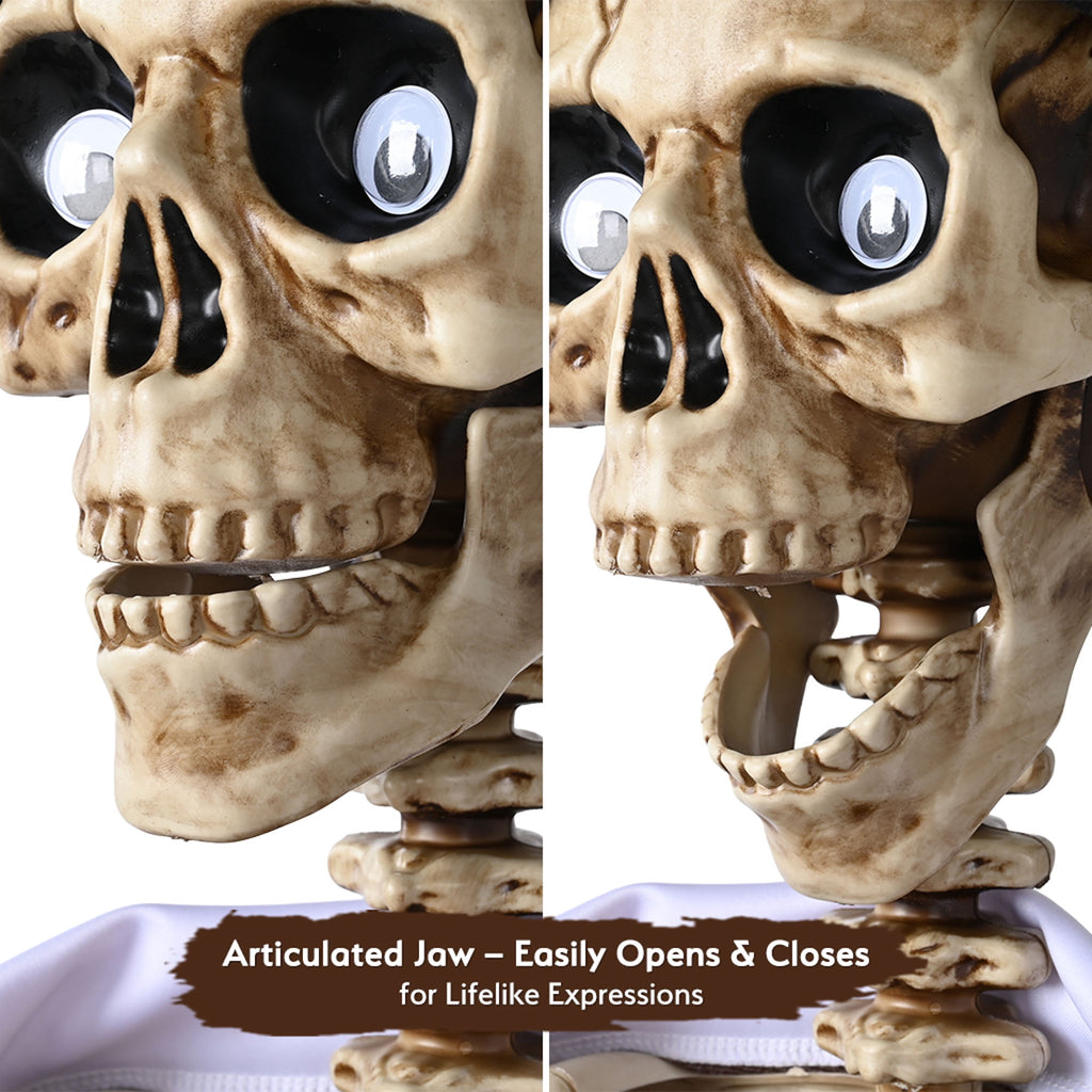 Yescom 5.6ft Halloween Pirate Captain Skeleton Life Size Human Bone Movable Joints Outdoor Decor 2026