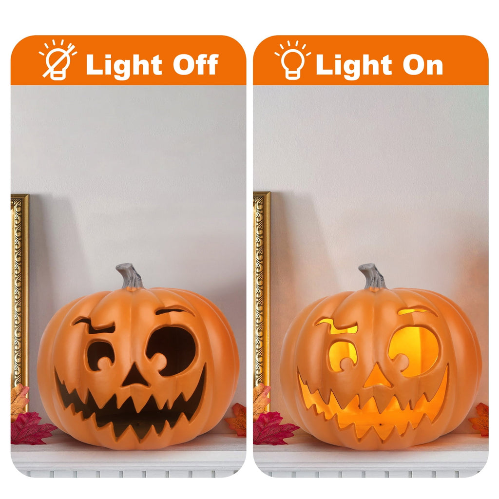 Gamexcel 21" Jack O Lantern Halloween Plastic Pumpkin Lights with Pre-lit LED Bulbs - Indoor/Outdoor Smile Face Decoration