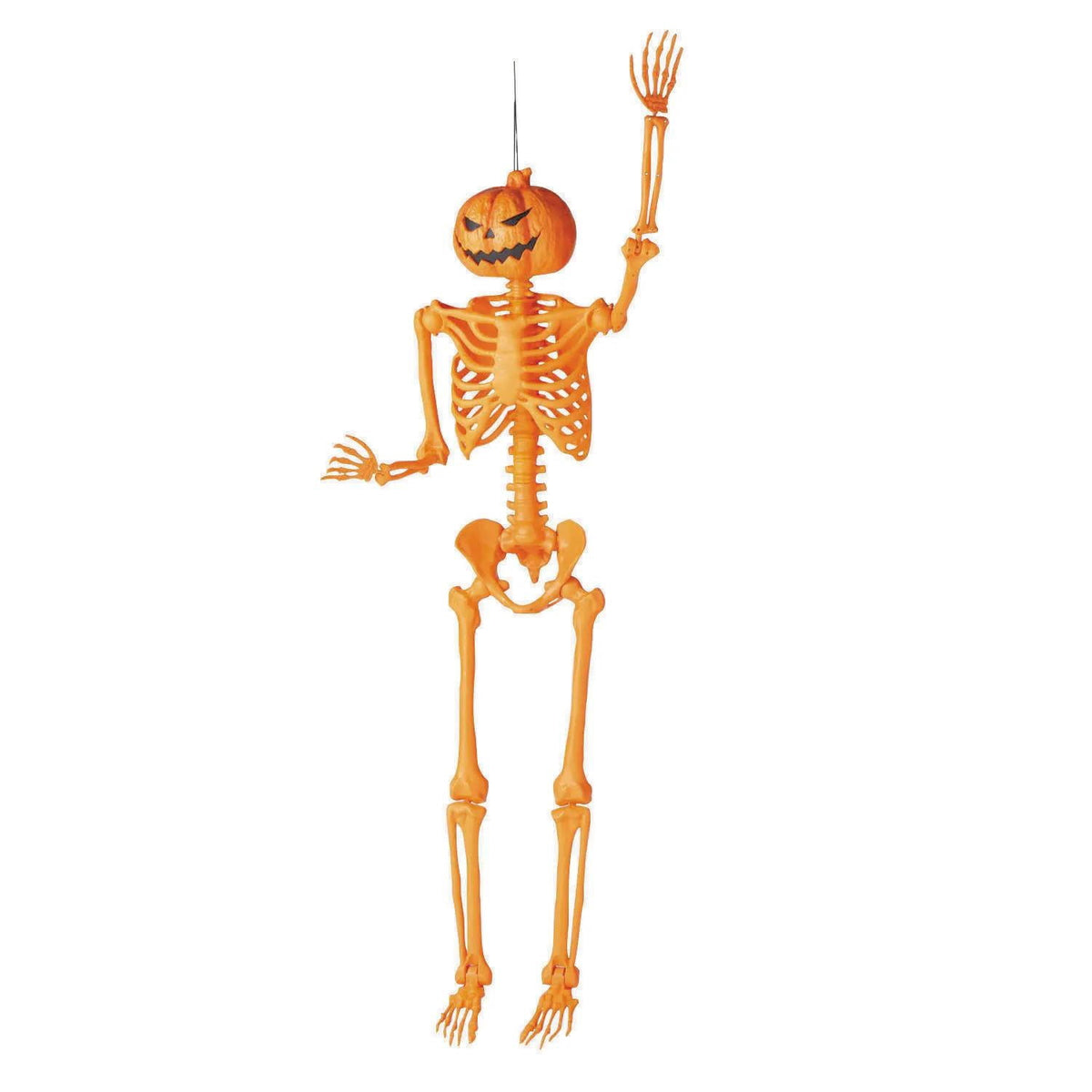5 Ft. Posable Orange Pumpkinhead Skeleton Halloween Decoration