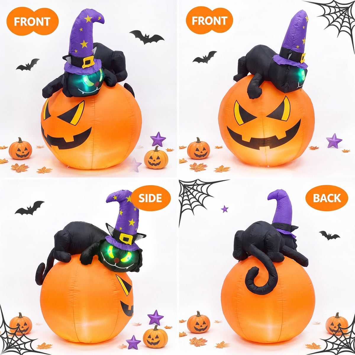 VETPW 10FT Large Halloween Inflatable Archway Decoration, Halloween Blow Up Lighted Archway with Ghost & Black Cat & Cornucopia, Trick & Treat Yard Garden Patio Lawn Outside Decor