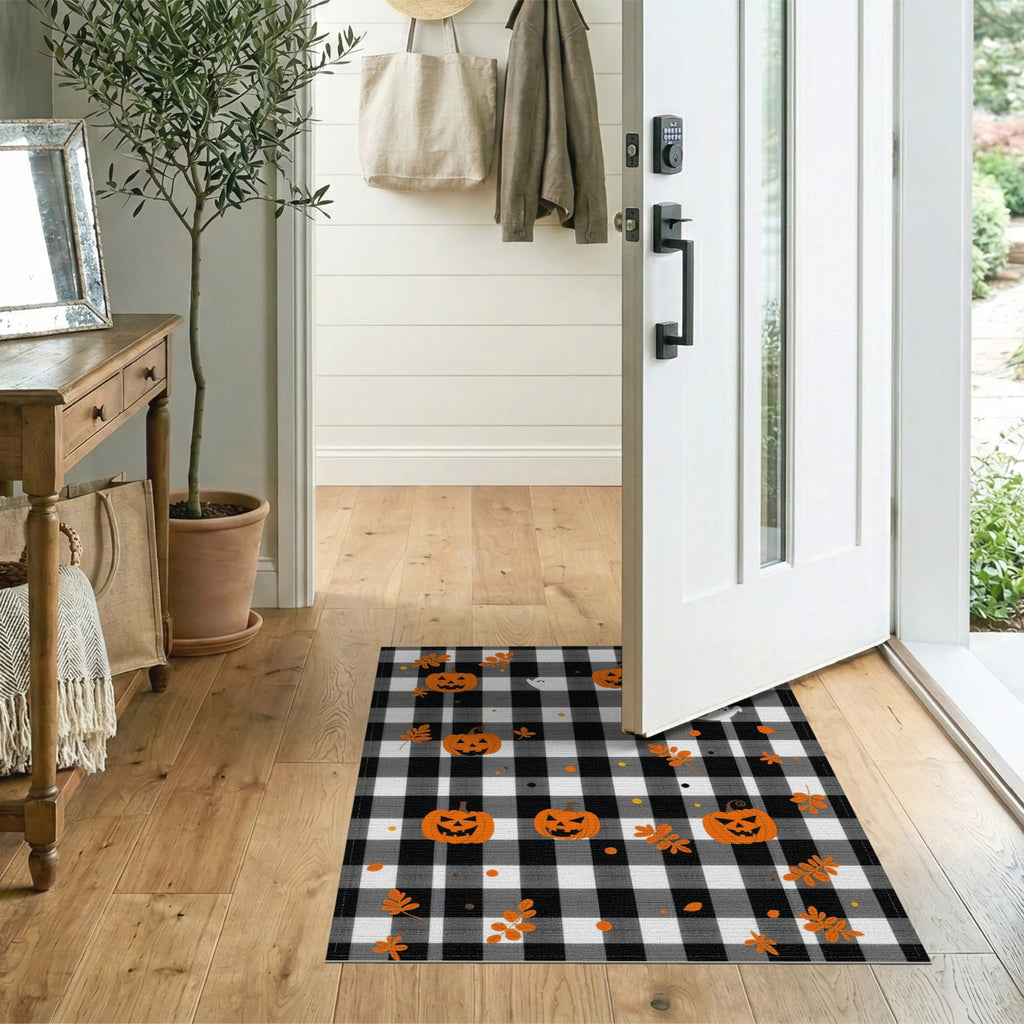 ODIKA Halloween Striped Pumpkin Ghost Farmhouse Welcome Fallc Door Pet Friendly & Kids Safe Play for Playroom, Bedroom, Reading Nook