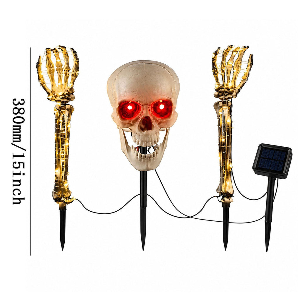 Halloween Lighted Skeleton Decor Outdoor, Solar-Powered Stake Light Realistic Scary Graveyard Bone Hands & Arms with LEDs, IP65 Waterproof for Lawn Garden Yard Party, Purple & Green