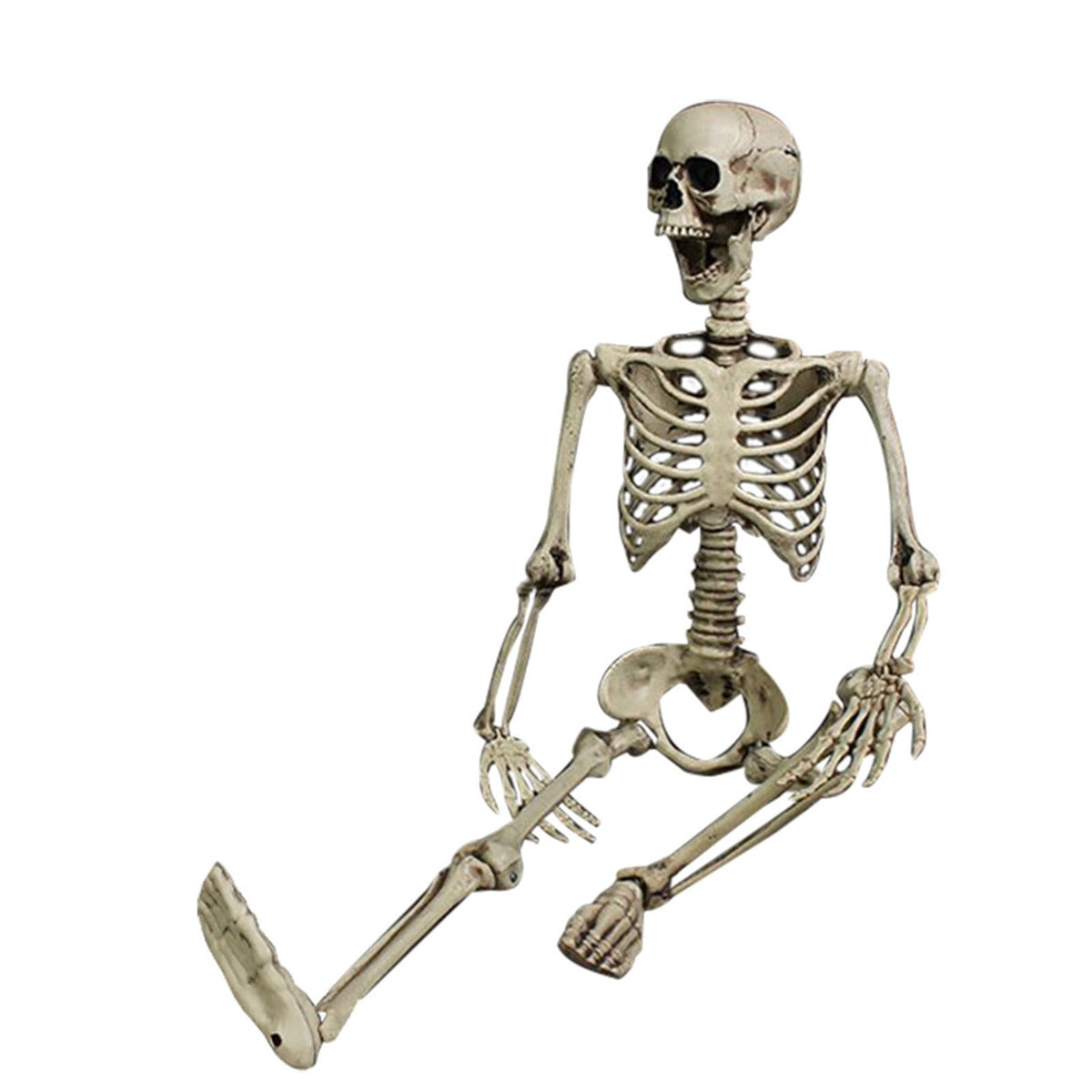 MInHoues Halloween Human Skeleton Decoration, Poseable Full Body Skeleton Prop for Haunted House, Realistic Bone Decor for Party Yard Scene, Durable Plastic Life-Size Spooky Figurine