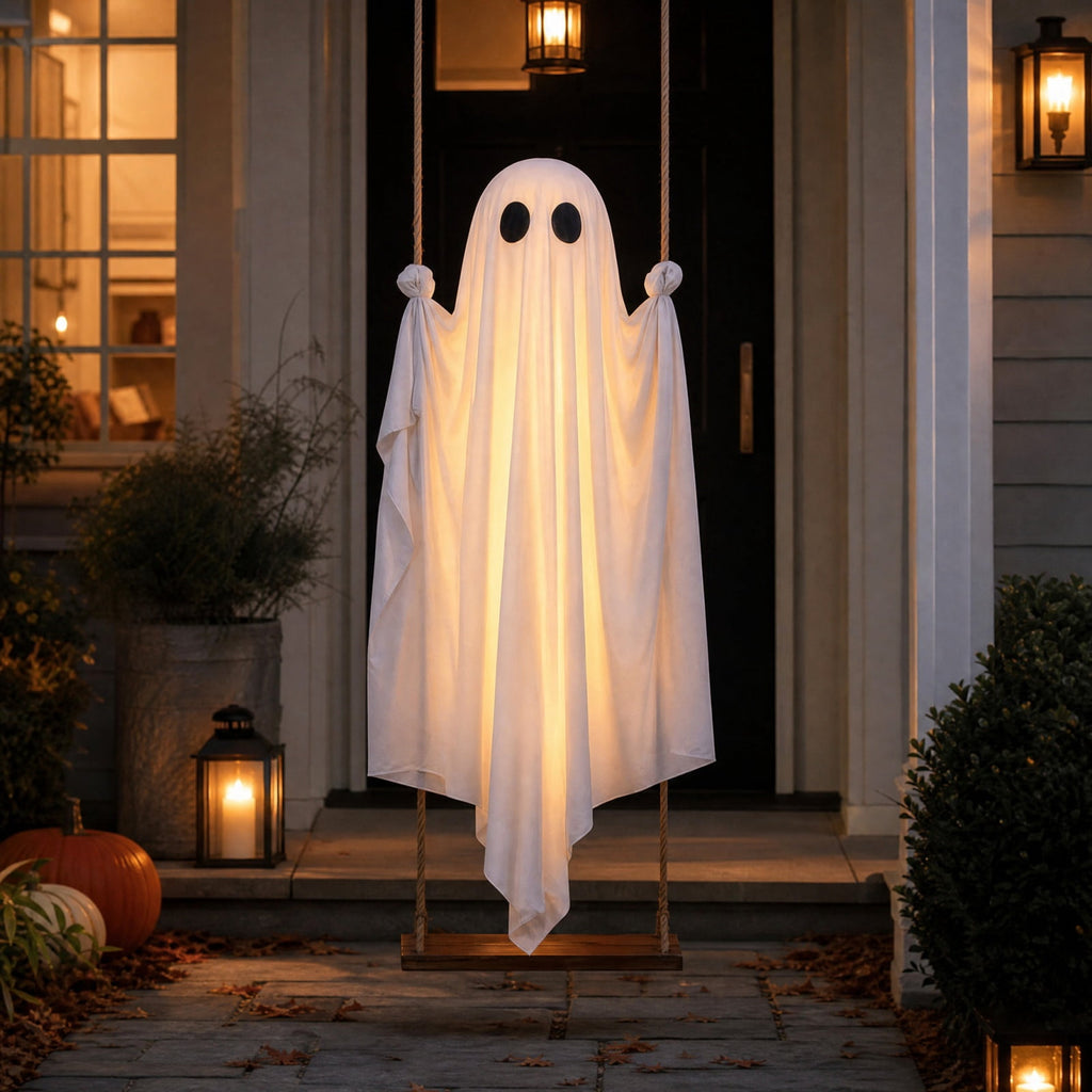 Halloween Animatronics Outdoor 72", Light Up Grim Reaper Street Lamp Post with Glowing Eyes, Life Size Standing Skeleton Decor for Lawn Porch, 1 Pack