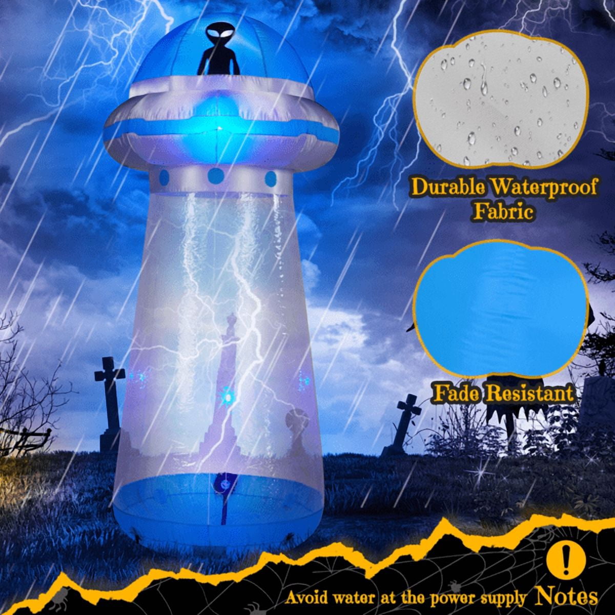 Alvantor 8.8 ft Halloween Inflatable UFO with LED Lights and Stand-Inside Design for Indoor Outdoor Yard Decor, Blue