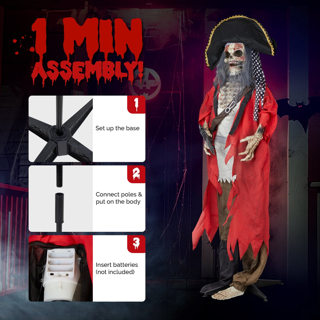 Zimtown 6.3FT Halloween Animatronic Pirate Standing Pirate The Sound Activated Halloween Prop