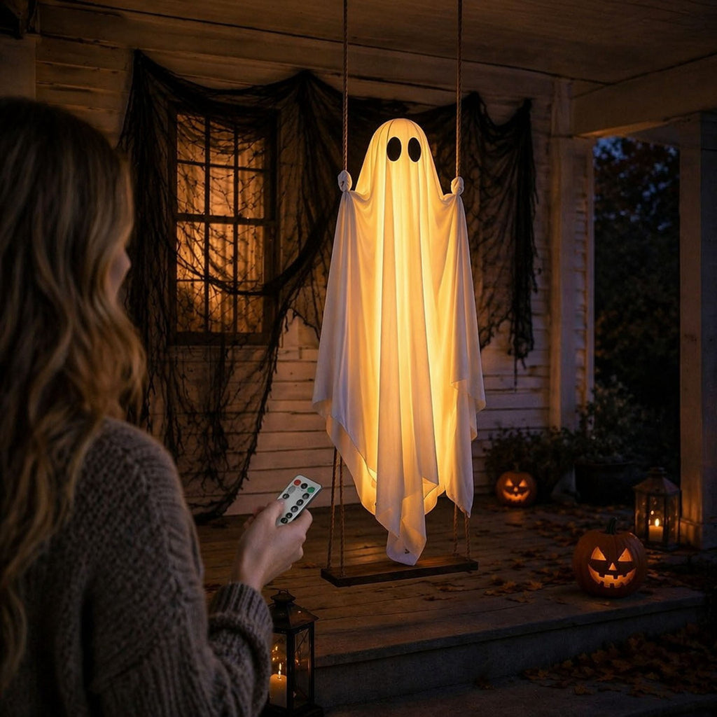 Halloween Decorations 3PC Light Up Ghost Spooky Ghost Decor with Remote for Porch Home Indoor Outdoor Garden Yard Lawn Party Decor