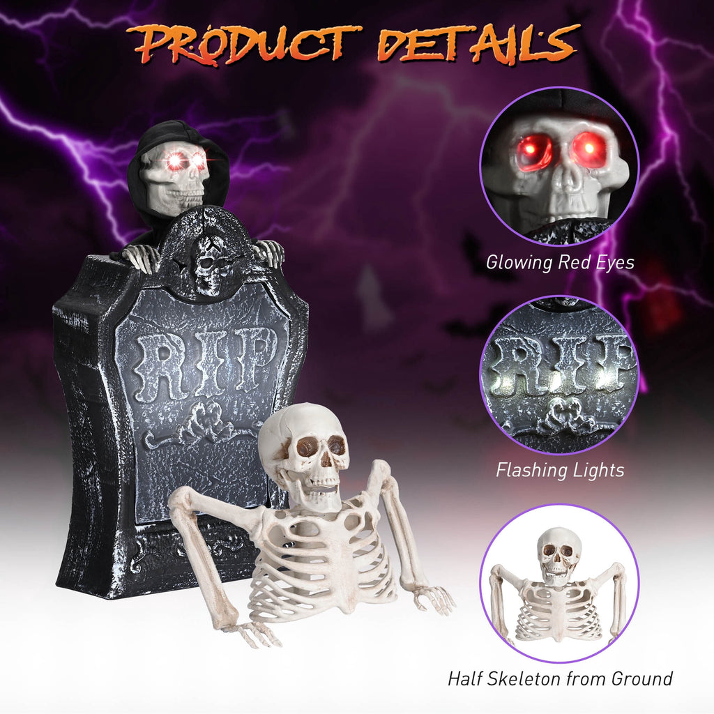 Yescom 15" Animated Halloween Tombstone & Half Skeleton with 8" Crawling Baby Zombie 2026
