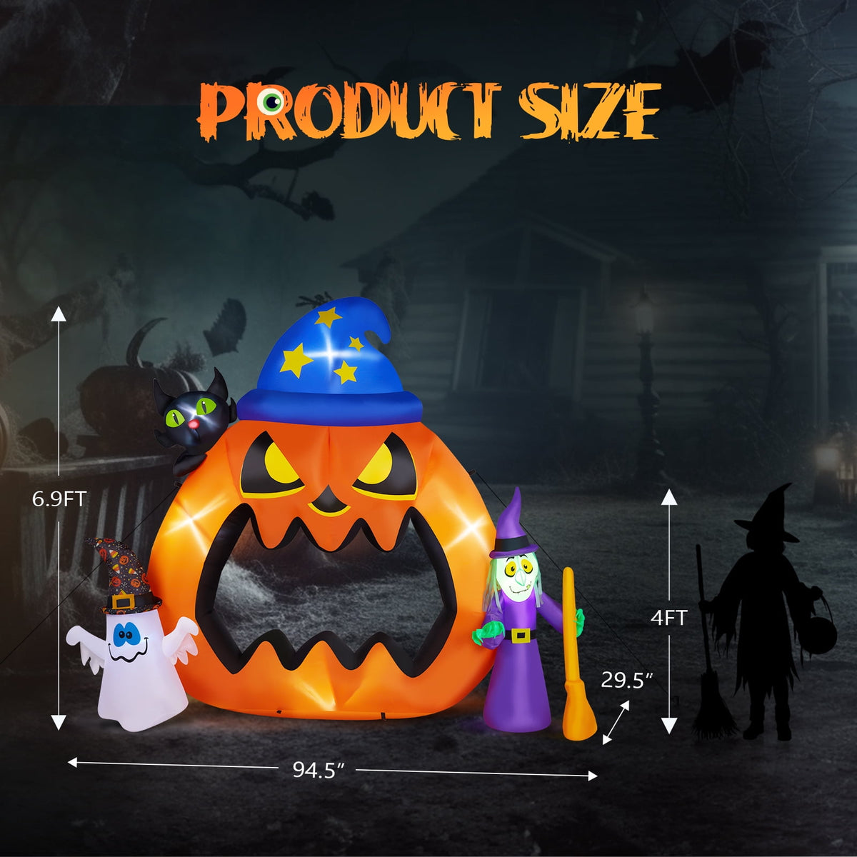 Yescom 5ft Halloween Pumpkins,Stacked Foldable,Jack O Lantern,LED Lights Party Outdoor Decorations 2026