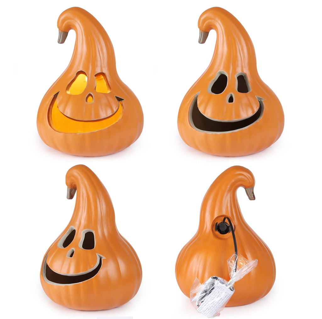 Gamexcel 21" LED Light-Up Jack O Lantern, Pre-lit Halloween Plastic Pumpkin Lights for Indoor/Outdoor Decoration - Angry Face