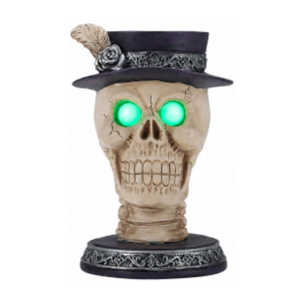 Halloween Skeleton Butler Floor Statue with Serving Tray & Realistic Black Cat, 35.43 Inch Gothic Resin Standing Decor for Entryway, Porch, Living Room, Halloween Party Home Decoration