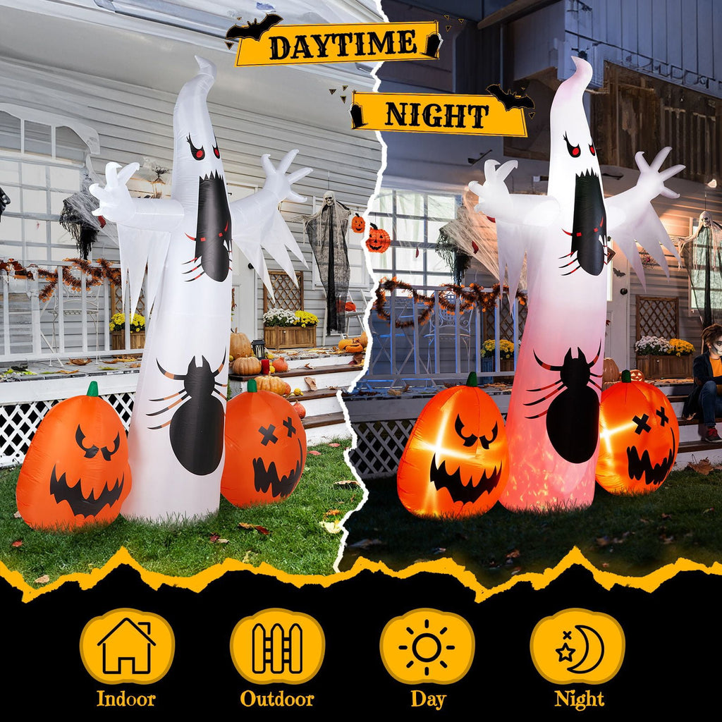 11.8FT Halloween Inflatable Ghost Spider Pumpkin Decoration with LED Lights for Yard Garden Party