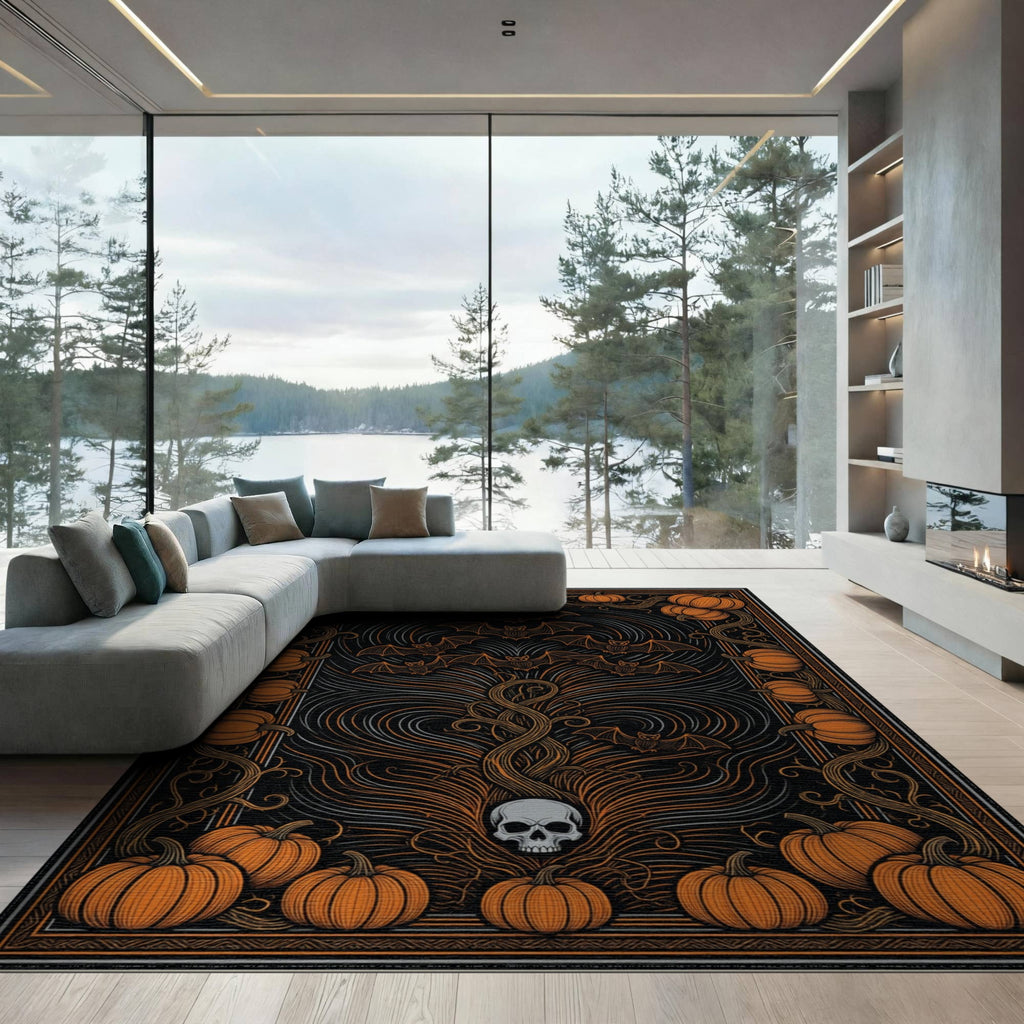 ODIKA Halloween October Phantom Gourd Flying Creature Fiber Doormat Stain Resistant Low Profile for Dorm Room, Small Living Apartment