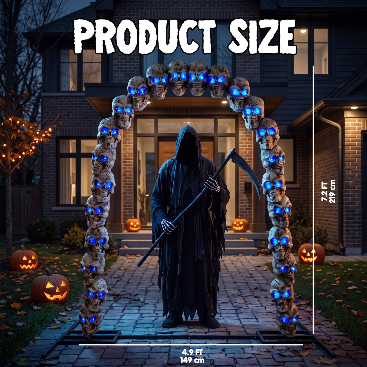 Joyfy 8ft Halloween Animated Flying Witch Decorations Outdoor Floating Witch on Broom Animatronics Hovering Witch Decor with Light Eyes and Spooky Voice, Scary Haunted House Prop for Outside