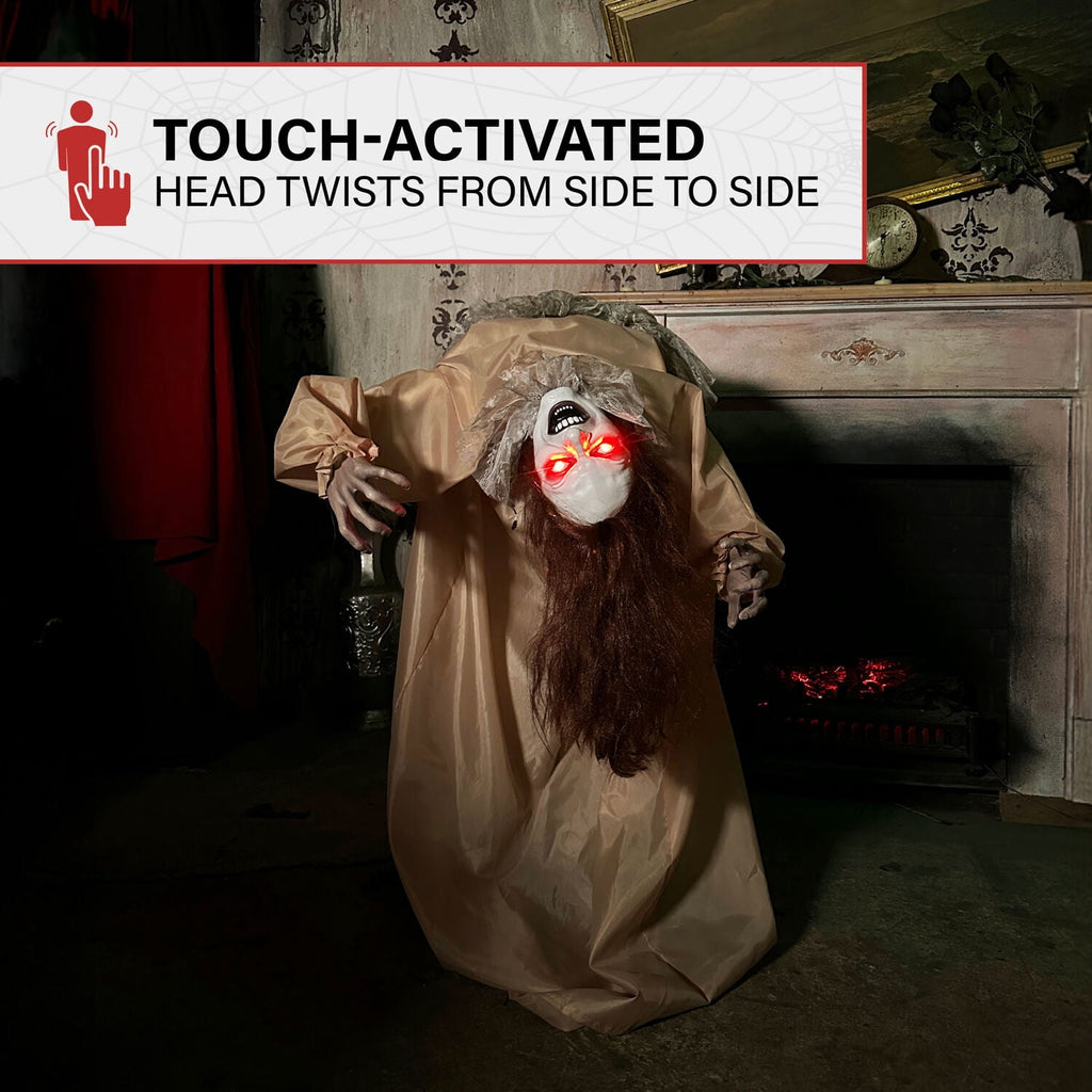 Haunted Hill Farm 4.3 ft Touch-Activated Animated Spectre on Tomb Halloween Accessory, HHRPRTOMB-1FLSA