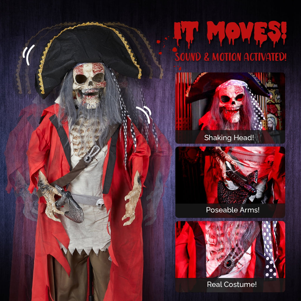 Zimtown 6.3FT Halloween Animatronic Pirate Standing Pirate The Sound Activated Halloween Prop